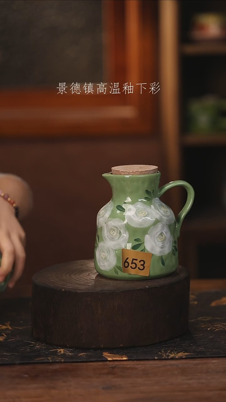 陶瓷景德镇高温釉下手绘陶瓷@L653@