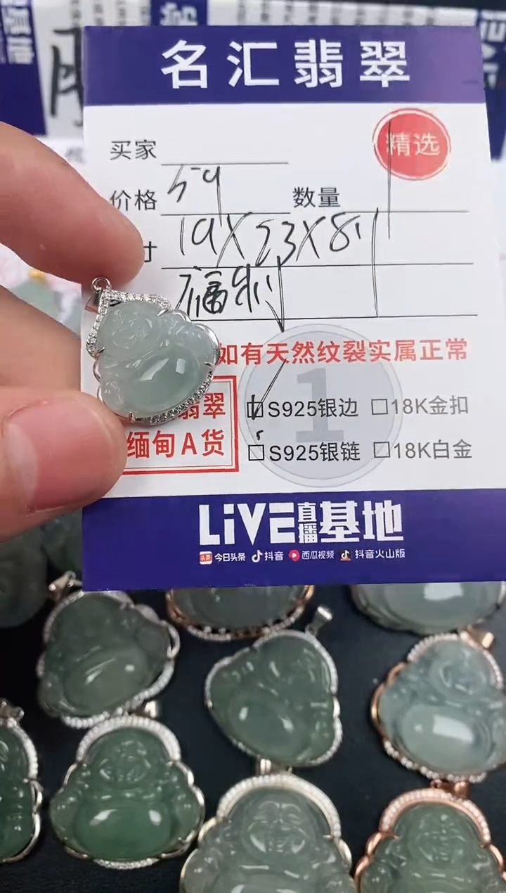 颈饰银S925镶嵌翡翠·
