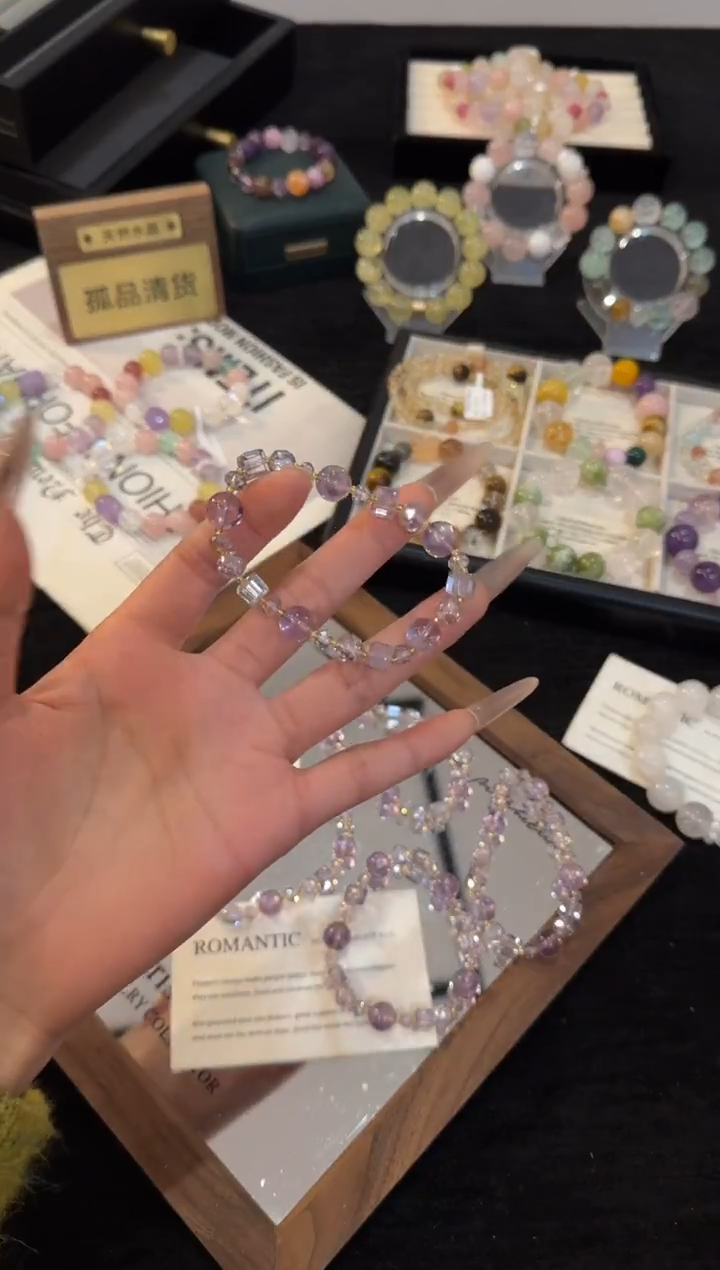 合金手链水晶紫水晶手链x3352