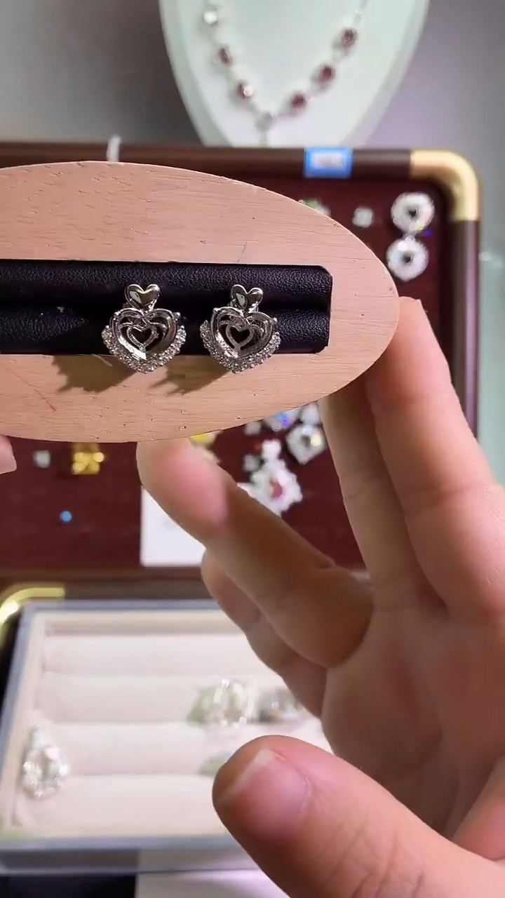 锆石铜合金35号 8*10几何心 耳钉空托