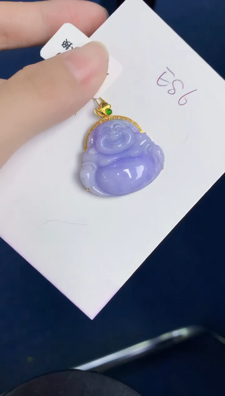 翡翠18K金镶嵌颈饰天然翡翠缅甸A货