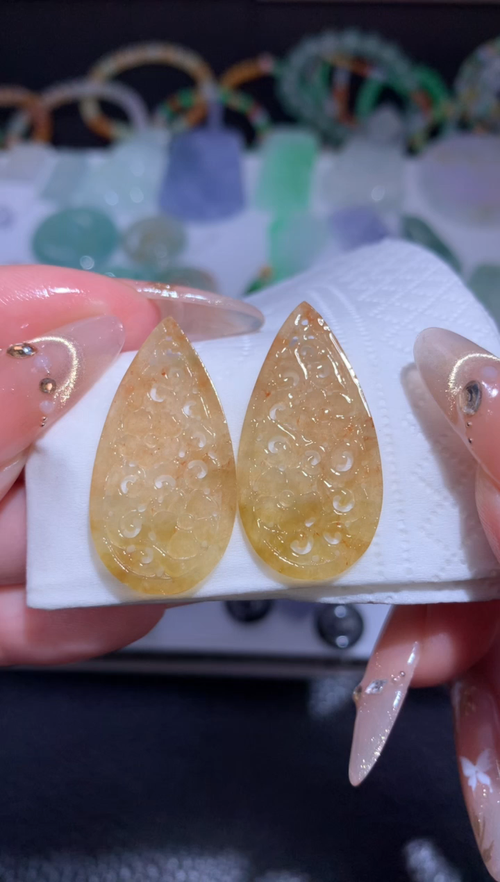 未镶嵌定制翡翠水滴仿古耳饰