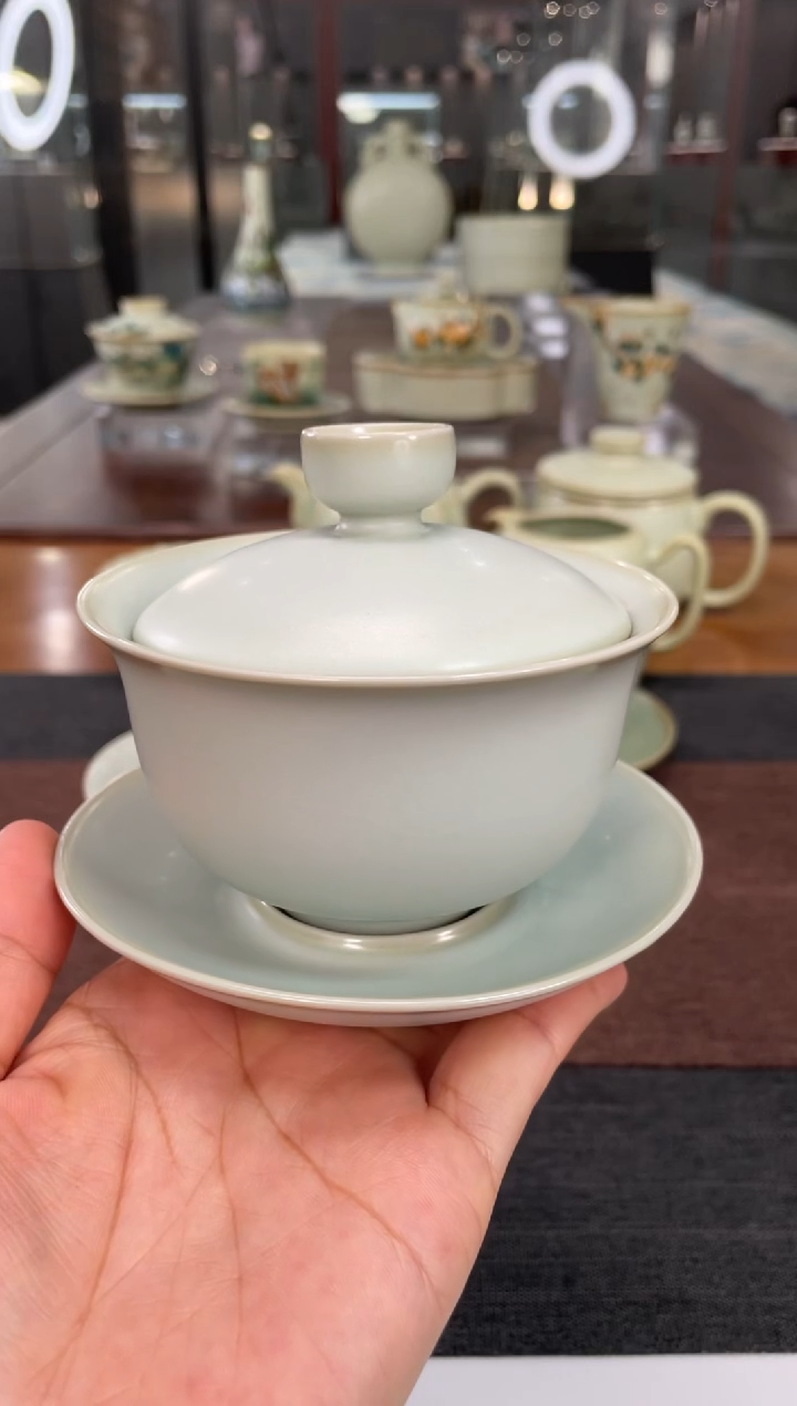 【闪购商品】周泽堂天青三宝盖碗111