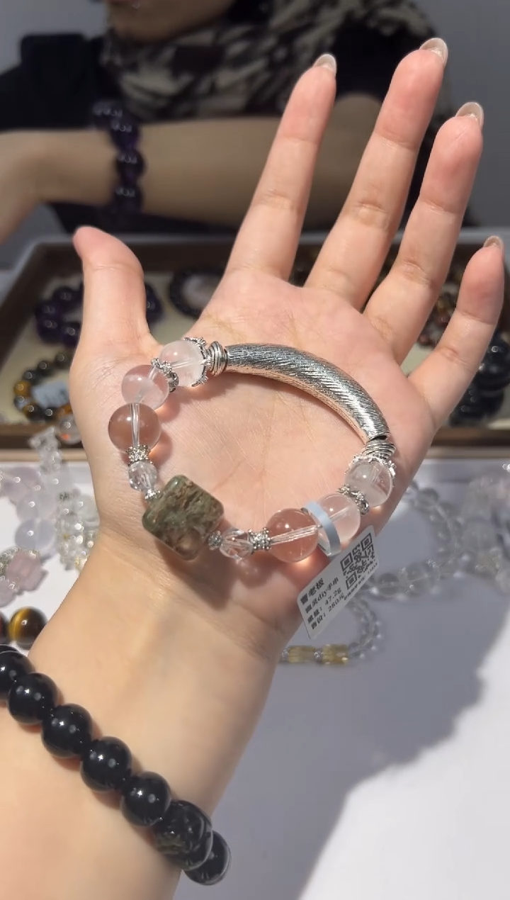 【闪购商品】水晶手链未镶嵌绿幽灵方糖diy半镯