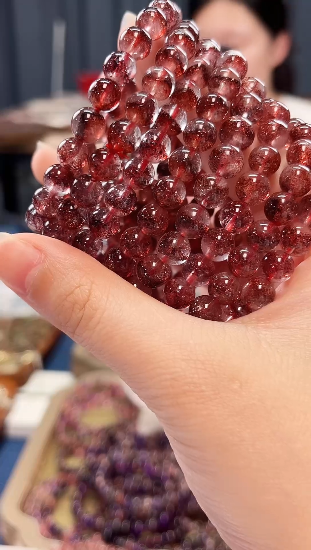 未镶嵌手串水晶金草莓超七单圈手串7mm【多样性发一】