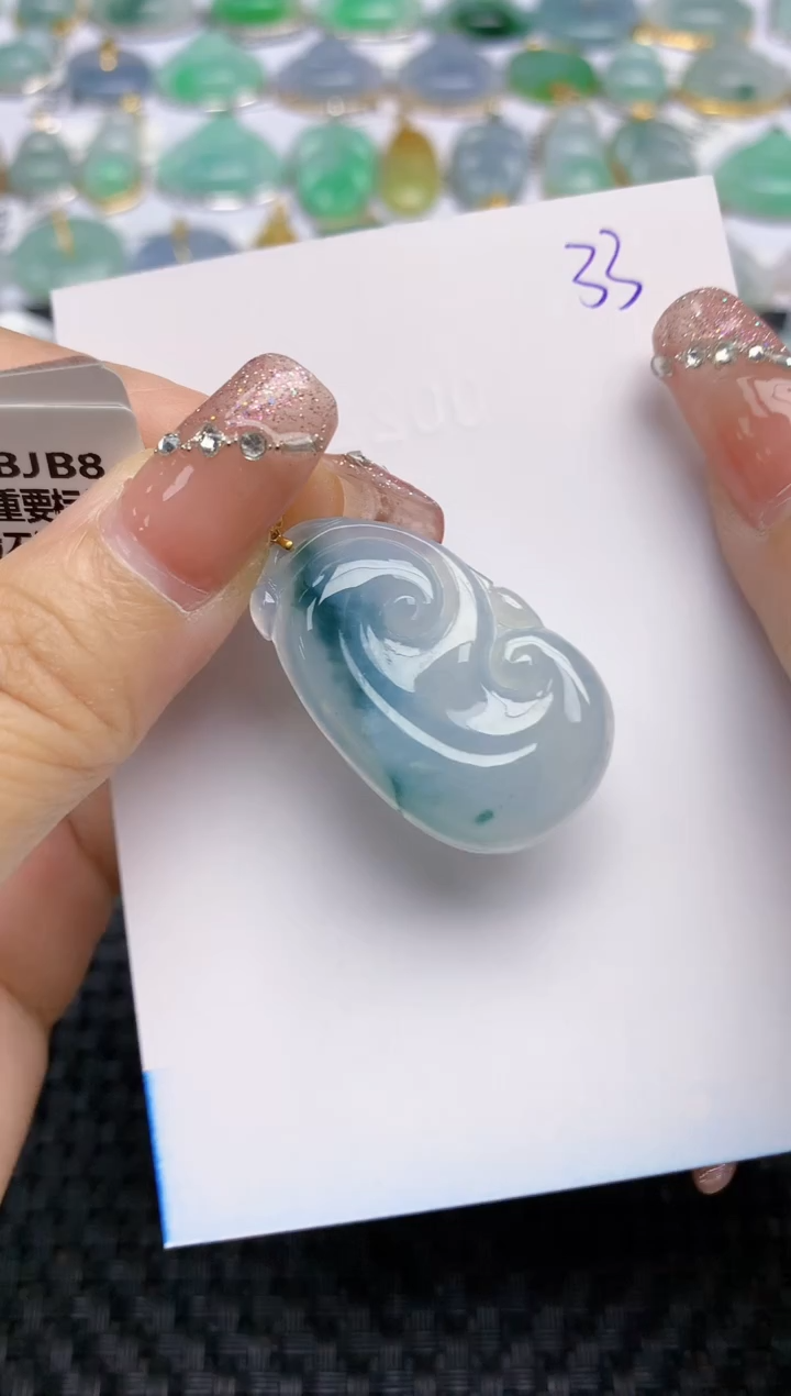 【闪购商品】翡翠颈饰18K金镶嵌天然A货翡翠 33