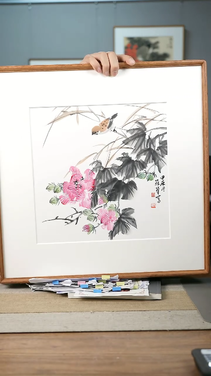 【闪购商品】书法美协副主-赵老师52*52带框花鸟作品