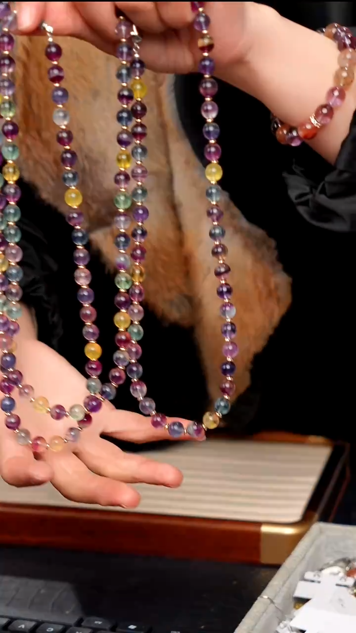 水晶摆件未镶嵌天然彩萤石项链09