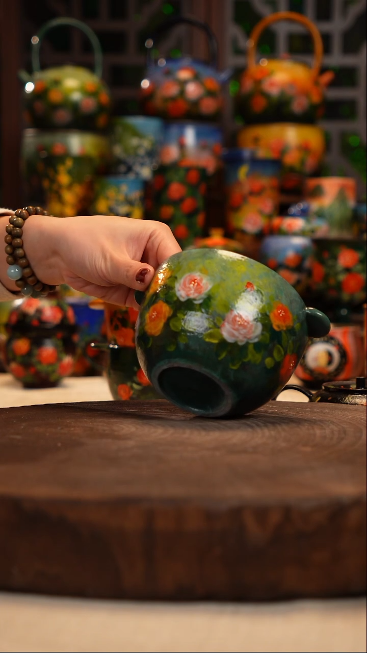 紫砂 油画釉下彩手绘