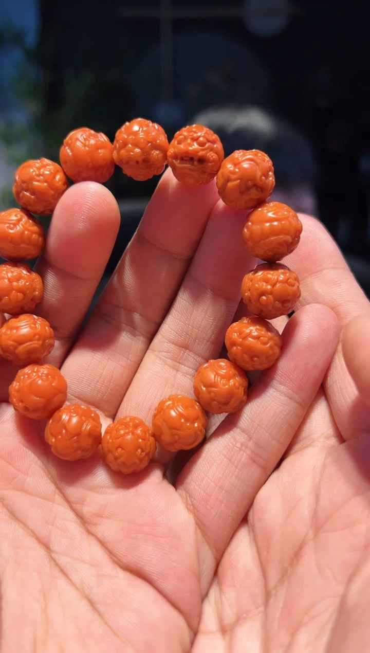 【闪购商品】南红玛瑙手串未镶嵌14精雕单圈