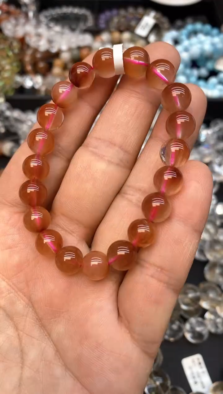 水晶手串未镶嵌A31红兔毛9mm