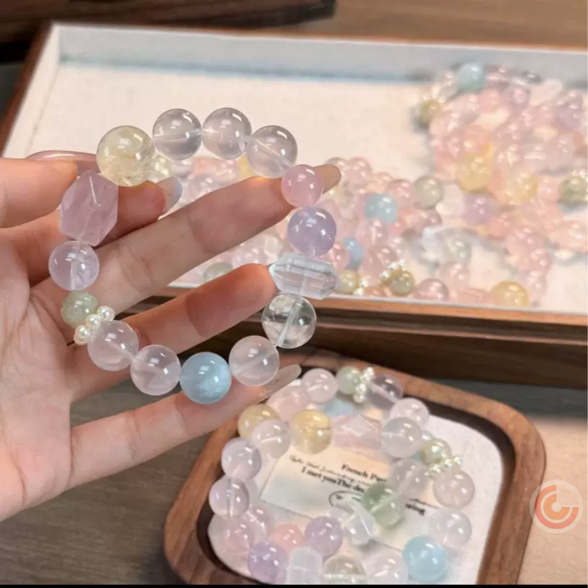 【一个装】 天然水晶  串珠手串diy 默认微瑕 （带盒）