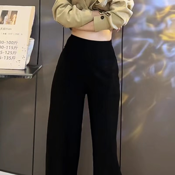【天姐家】现货阔腿女高腰垂感高级感宽松直筒西装裤STTXL404326