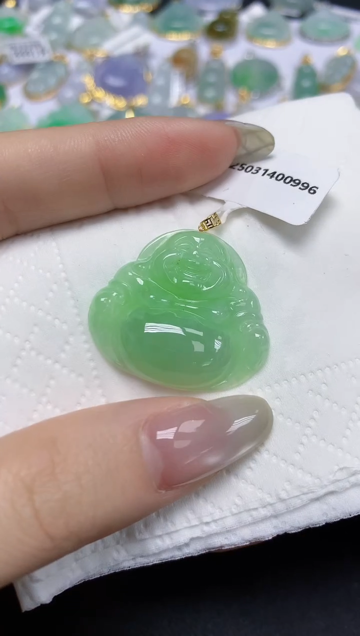 【闪购商品】翡翠18K金镶嵌颈饰天然缅甸翡翠A货