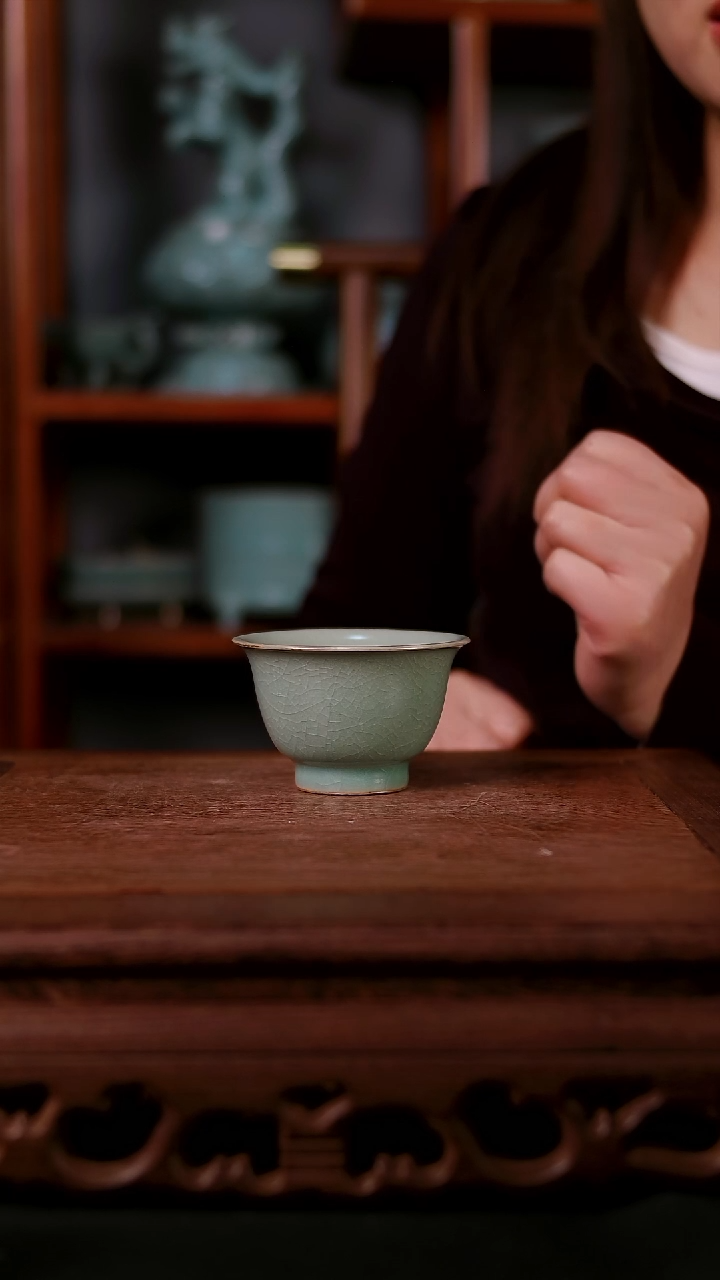 杯子陶青霁汝窑仿古釉   微瑕