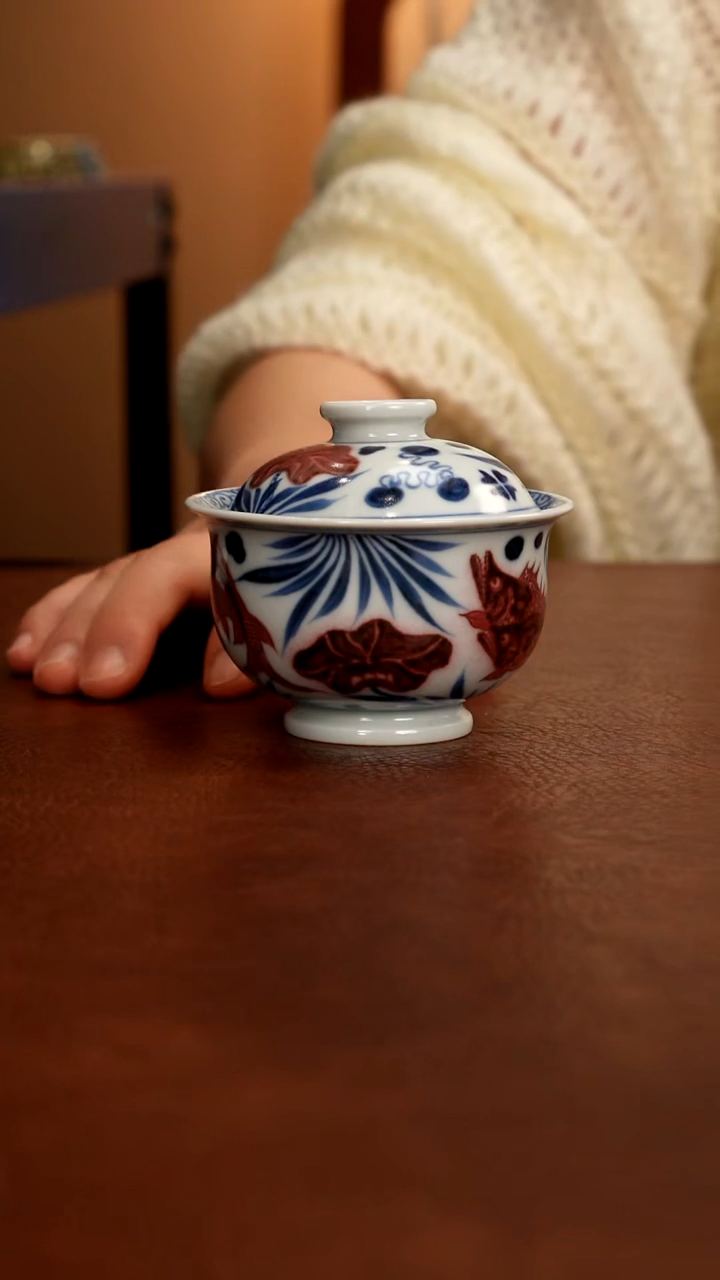 摆件陶景德镇瓷器，明成化青花瓷手绘茶具~