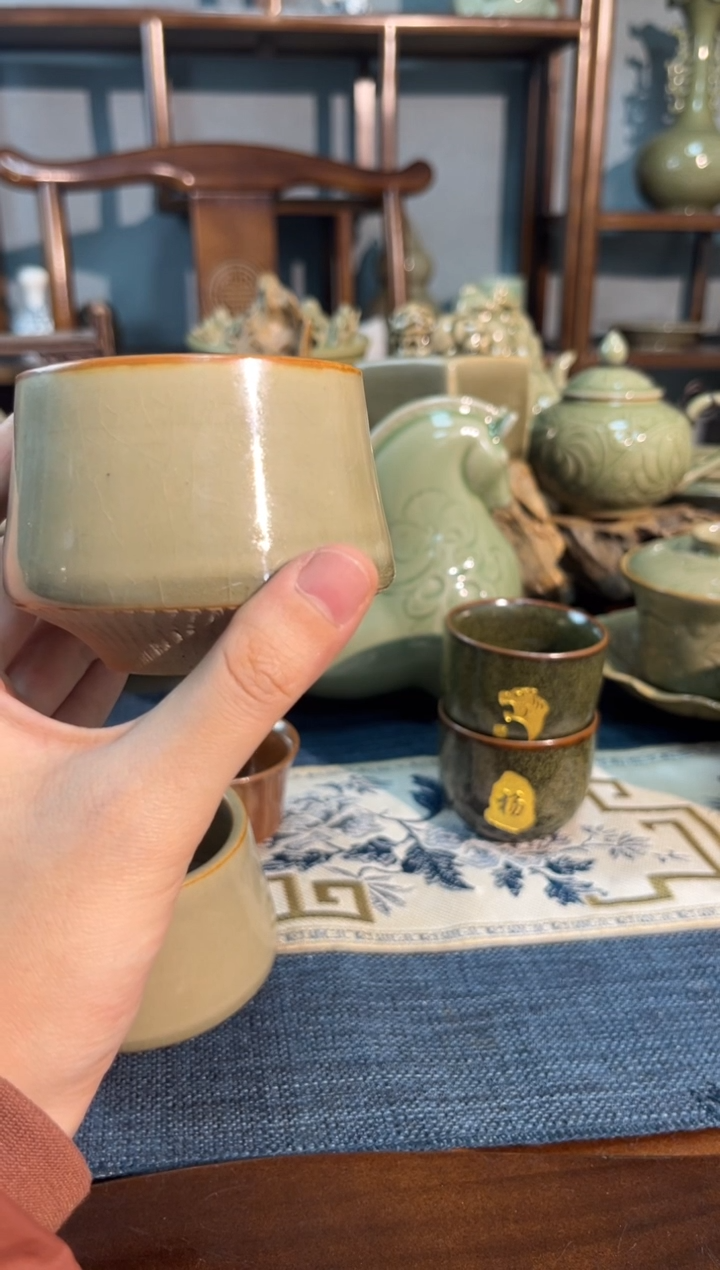 杯纯手工仿古煤烧跳刀纹主人杯