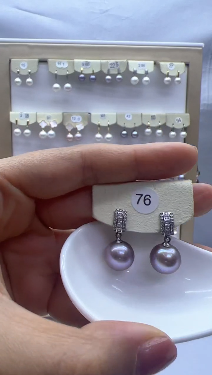 【闪购商品】淡水珍珠耳饰银S925镶嵌76