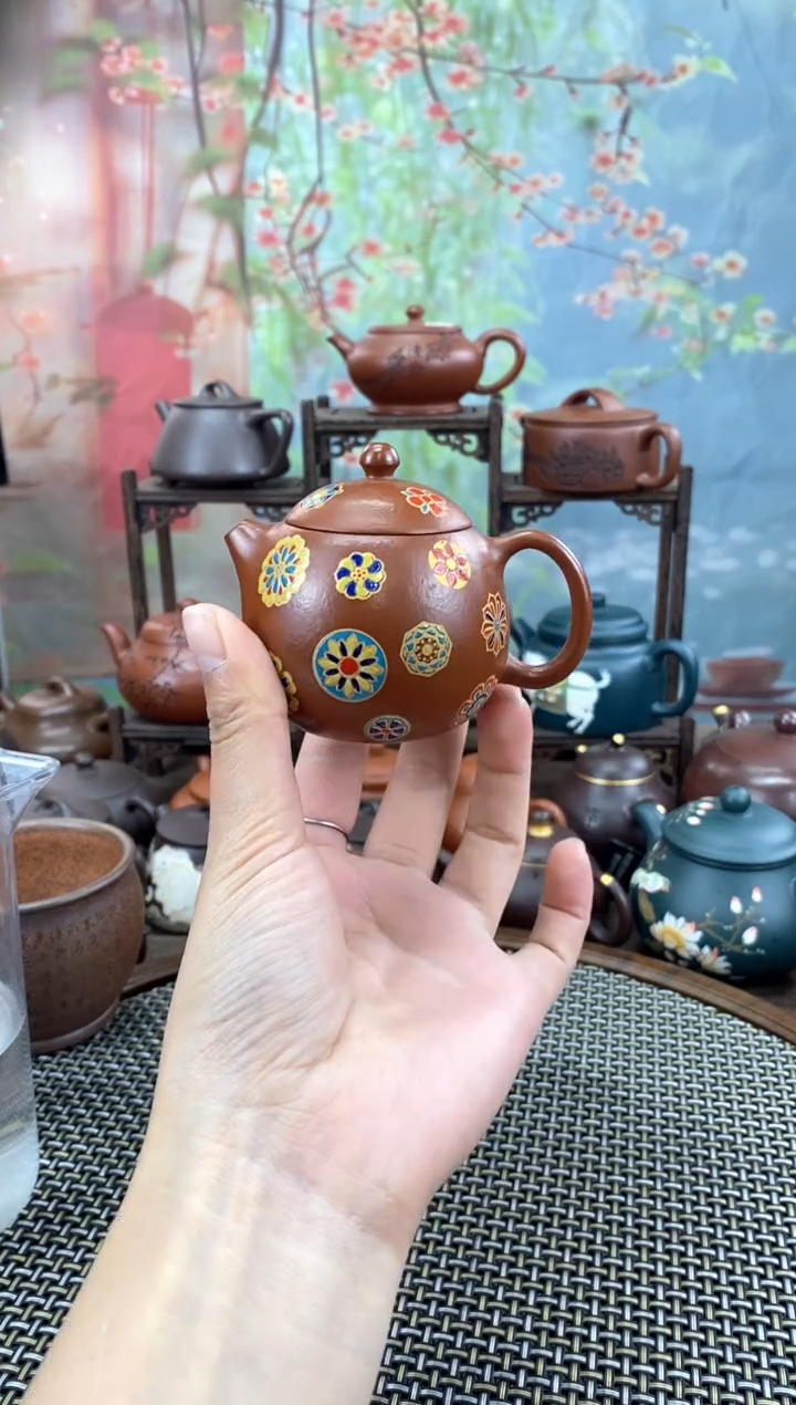 茶壶紫砂朱泥珐琅彩龙蛋100cc