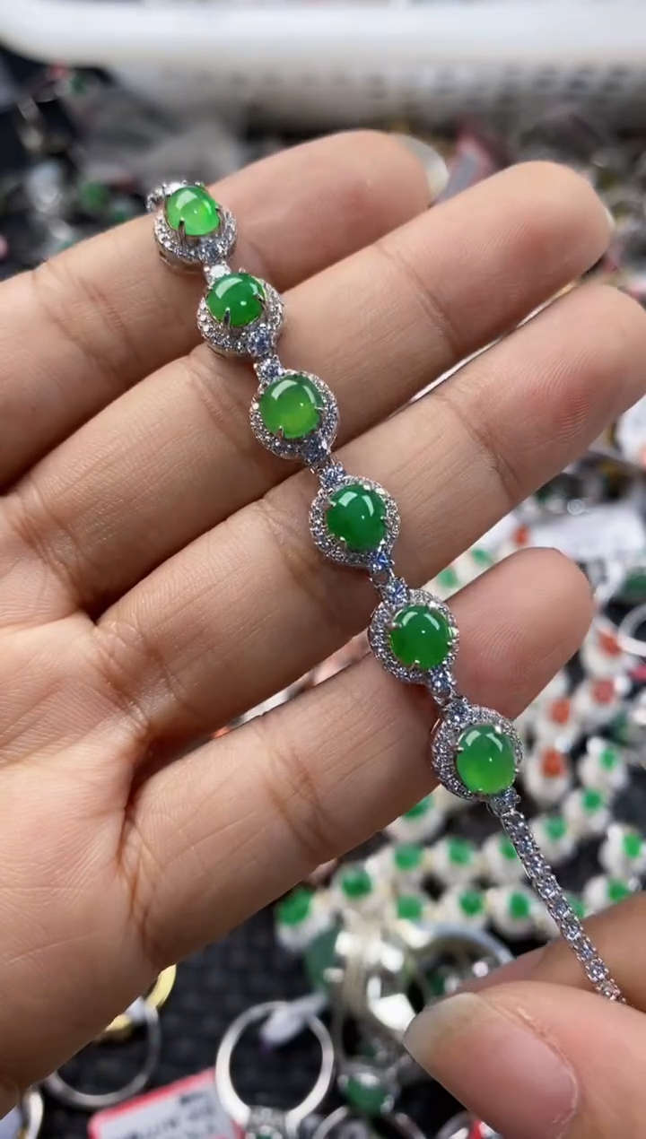 银S925镶嵌戒指翡翠444---7