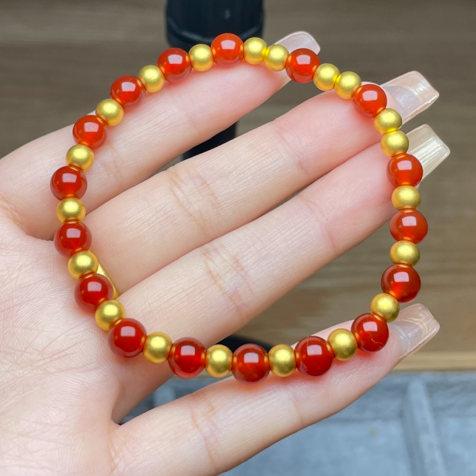 玉麓 足金5mm古法转运珠20颗1.8g红MN手串（串好发货）