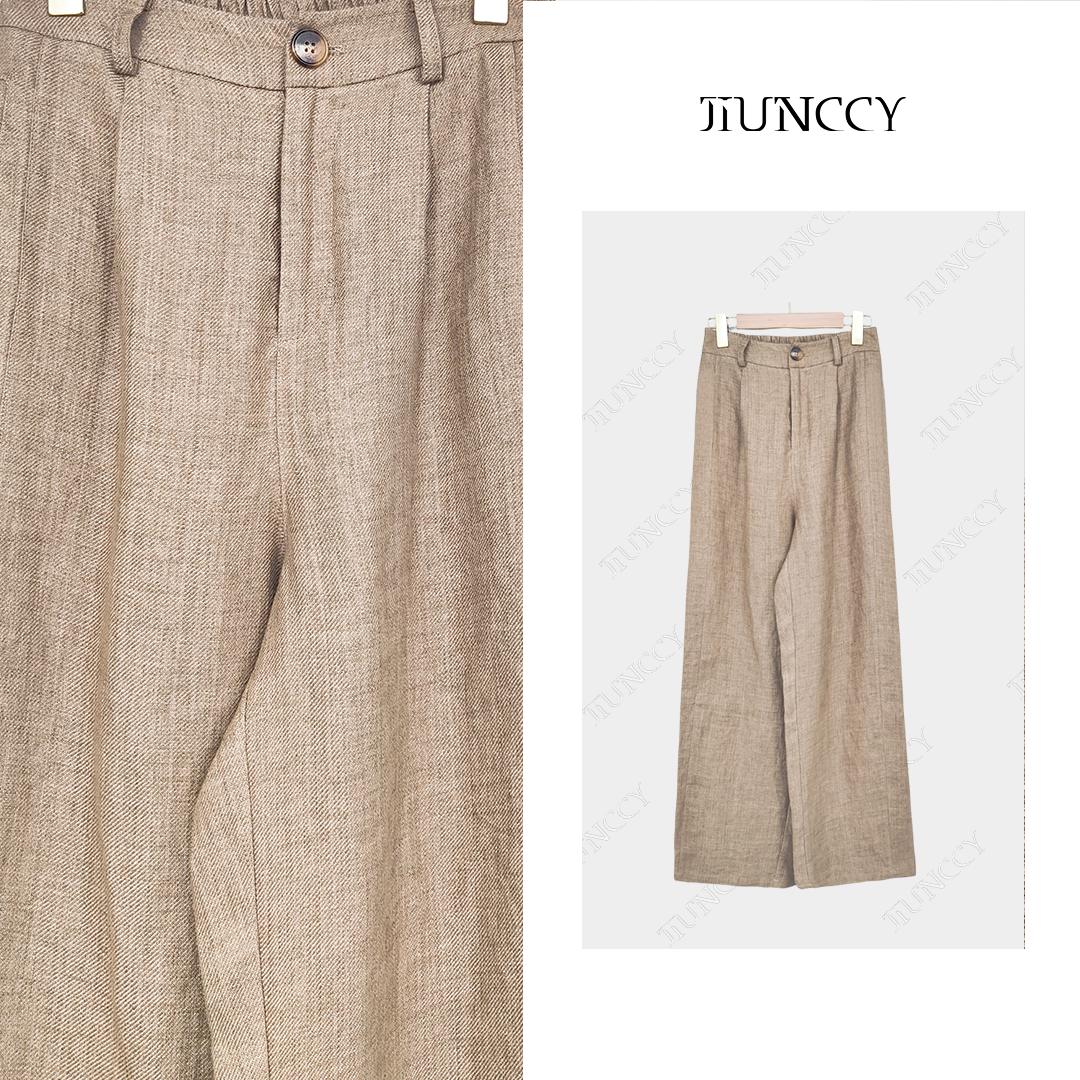 JIUNCCY【麻裤】夏季100亚麻色织斜纹舒适休闲显瘦长裤 52YCK011