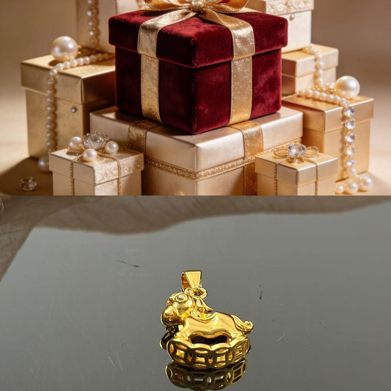  精品”马上有钱“吊坠送链子带礼盒—D007