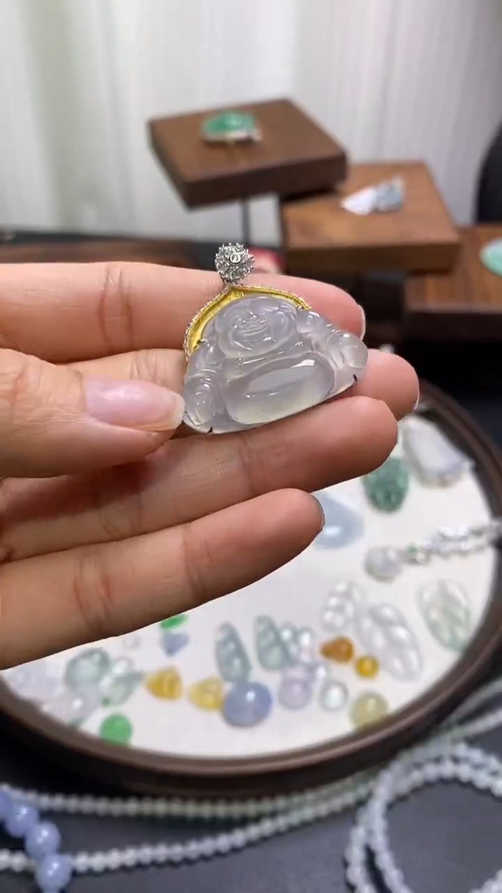 【闪购商品】翡翠颈饰18K金镶嵌佛公