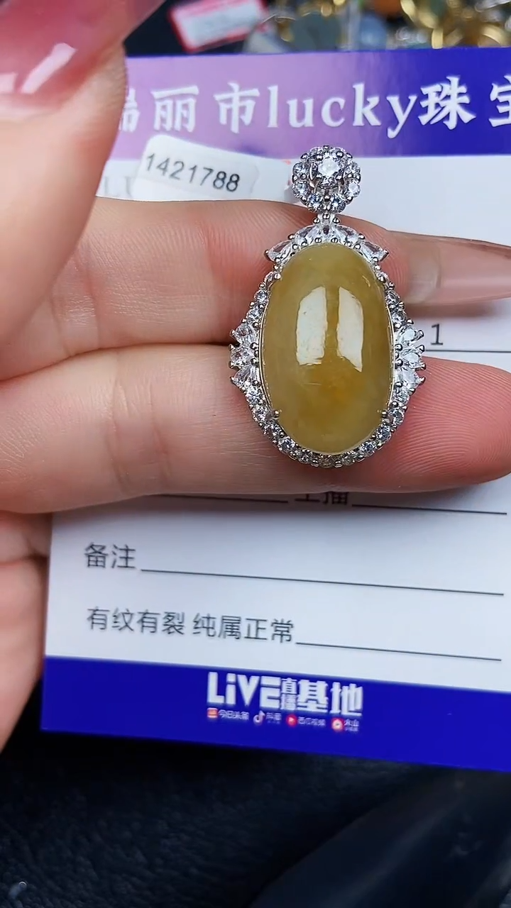 颈饰银S925镶嵌翡翠8515