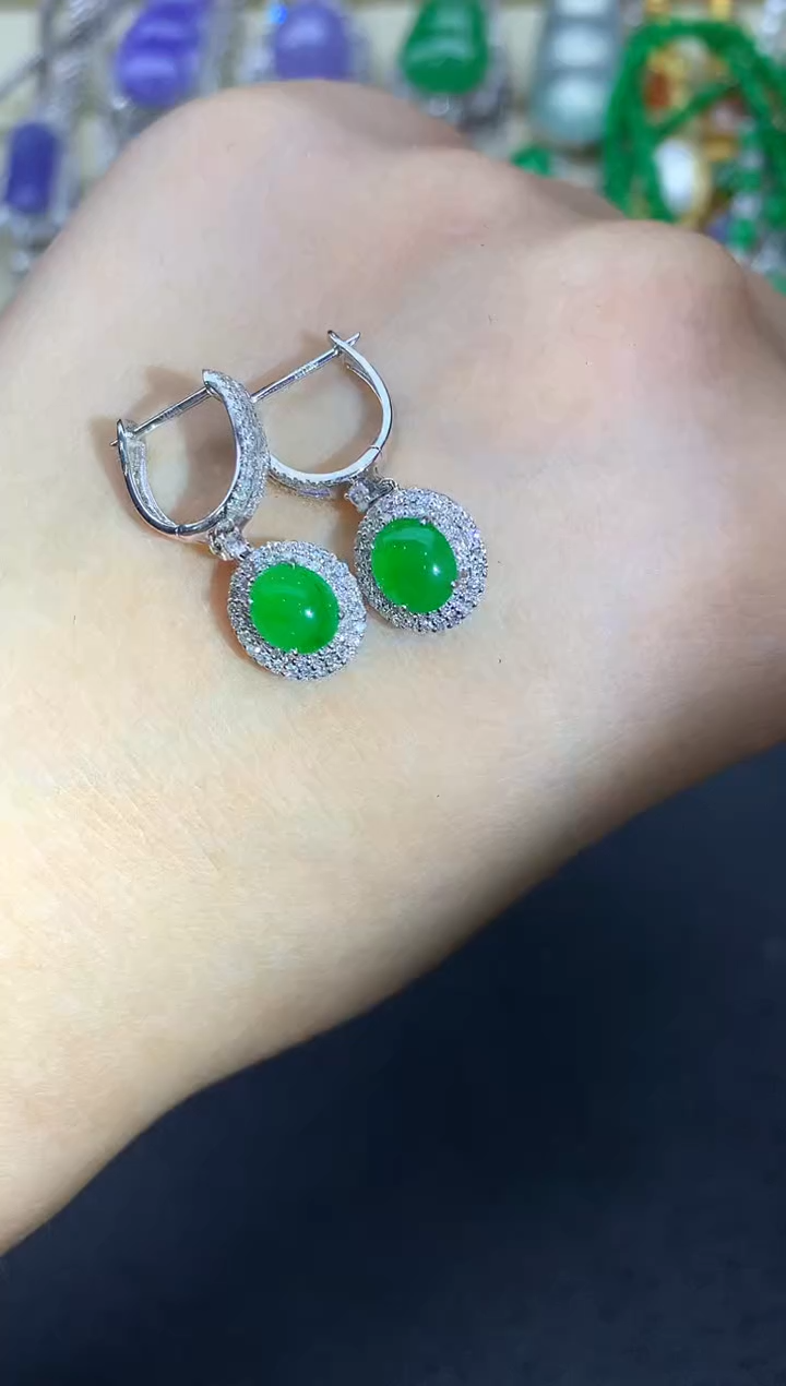 翡翠18K金镶嵌耳饰729-中国好珍宝