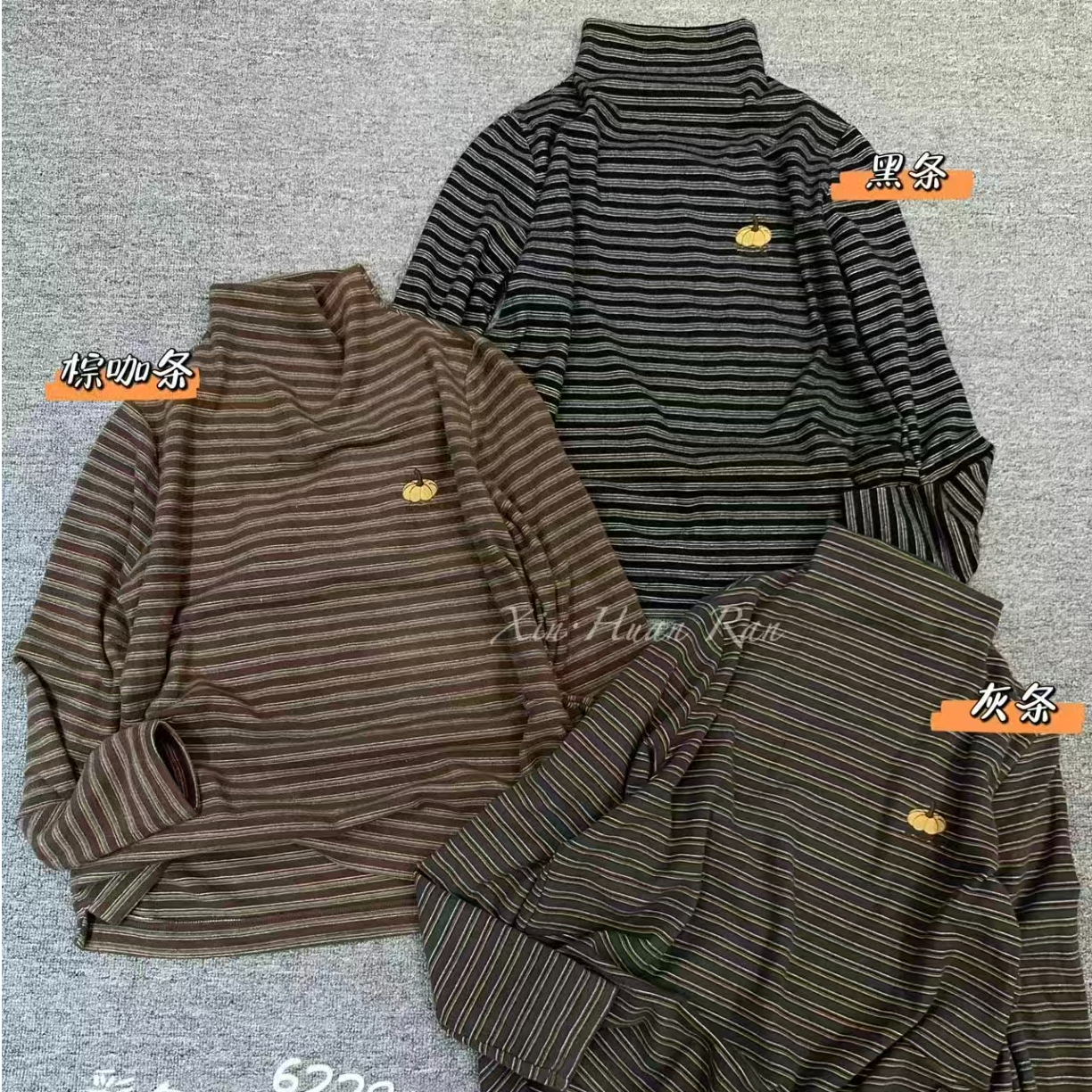 【七彩衣新品】6229色织奥绒条纹短袖设计师打底外穿长袖上衣长58