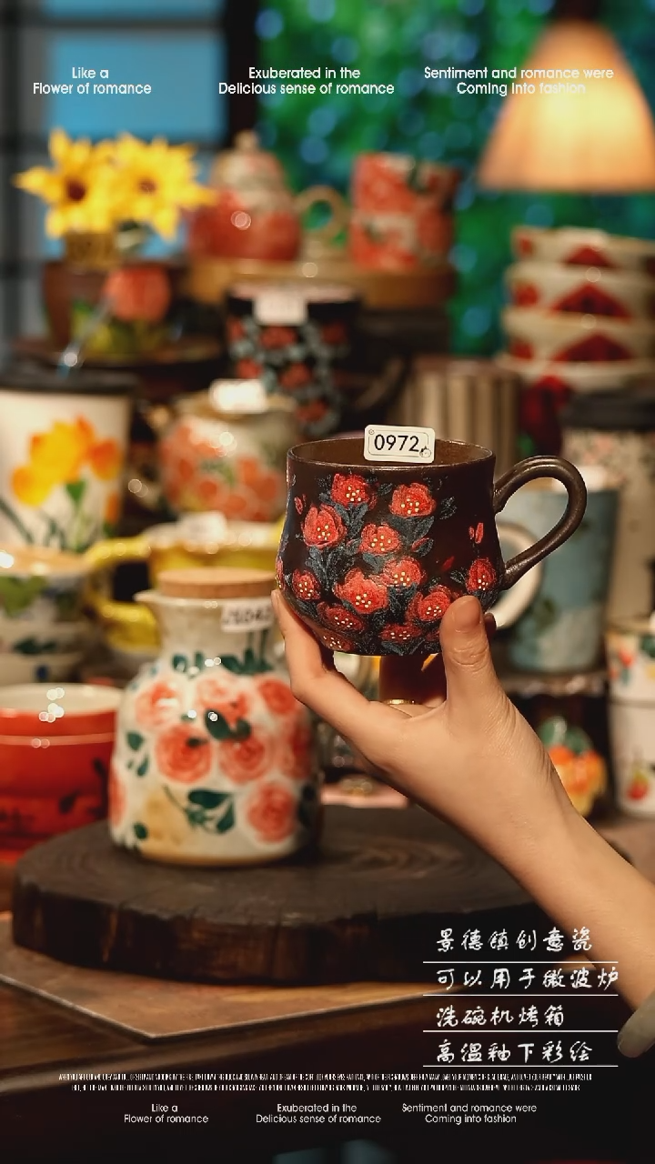 陶瓷景德镇高温釉下彩手工手绘款式@A0972@