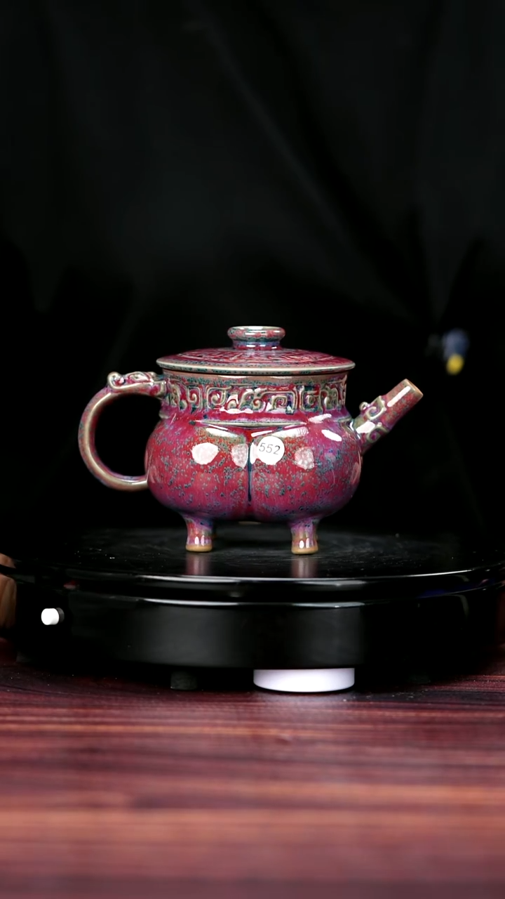 壶552#于大鹏一级品原矿钧瓷四隅壶