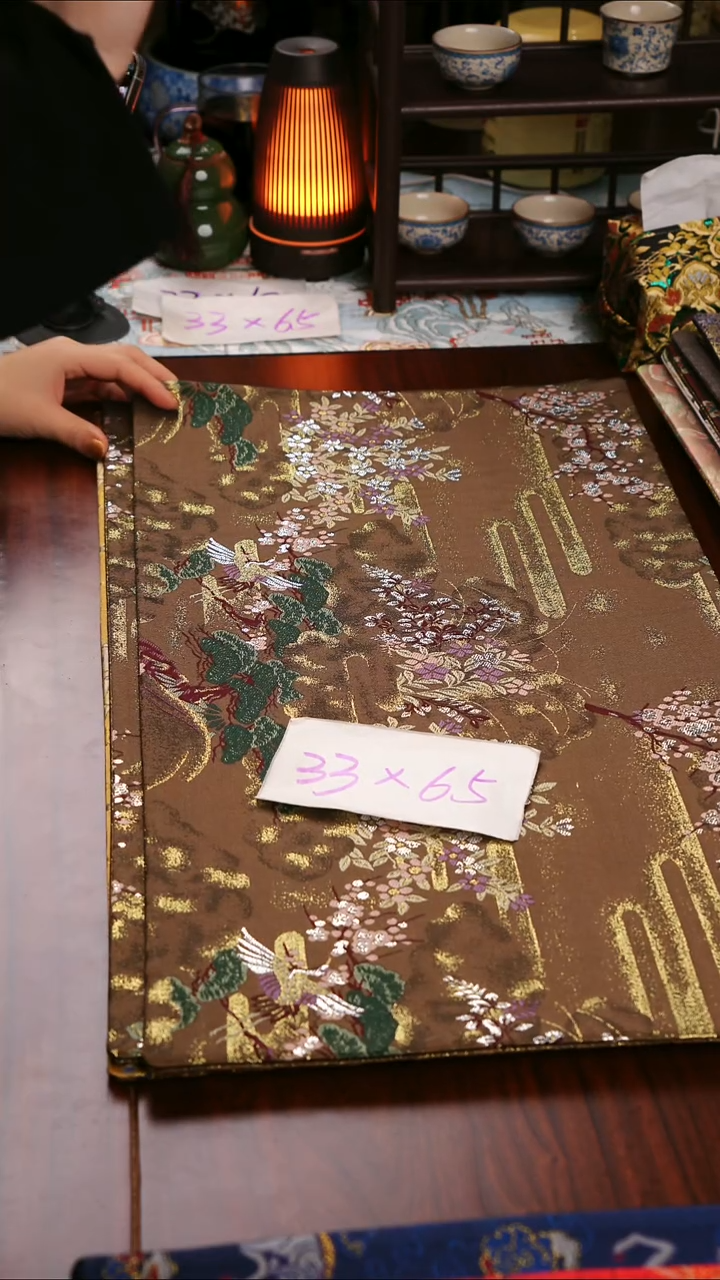 【微瑕西阵织世外桃源双面】中国风干泡织锦茶席33*65