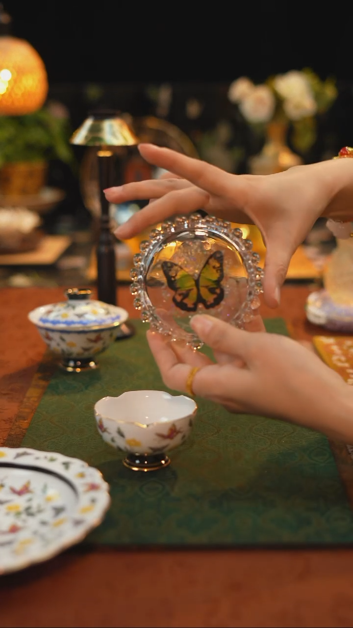 绿色蝴蝶杯垫玻璃····