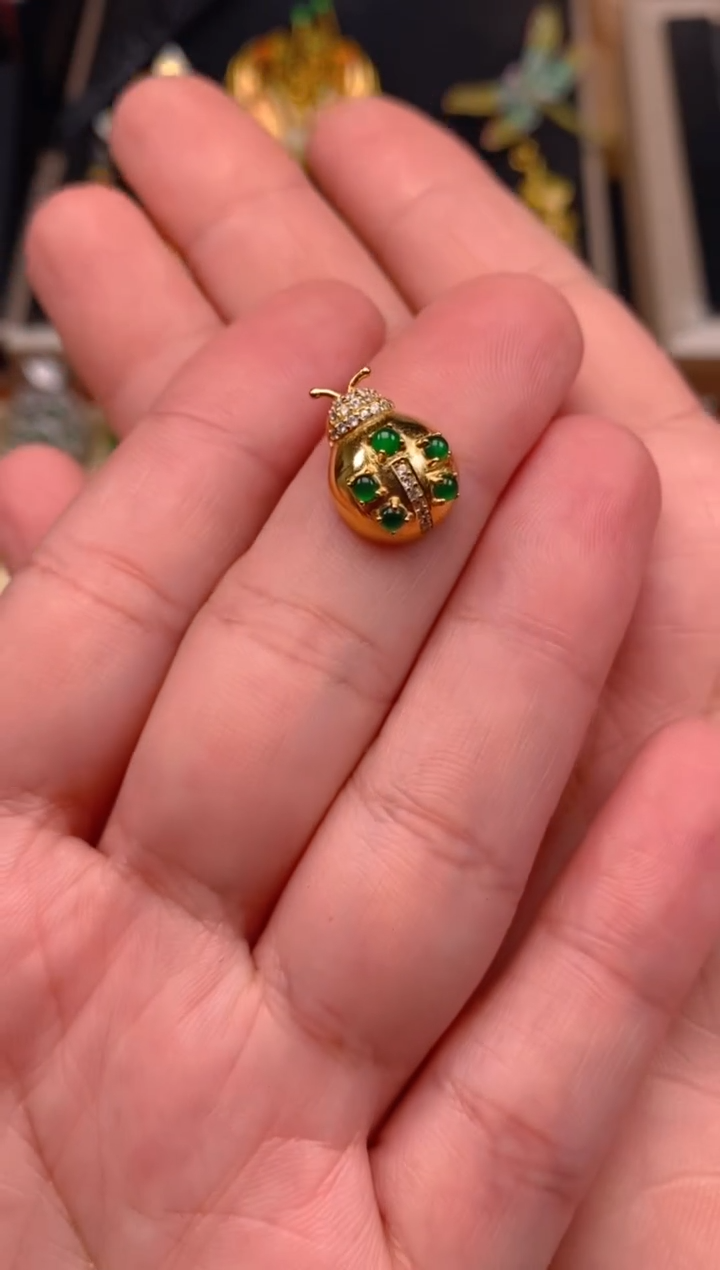 【闪购商品】翡翠吊坠(不含链)银S925镶嵌甲虫