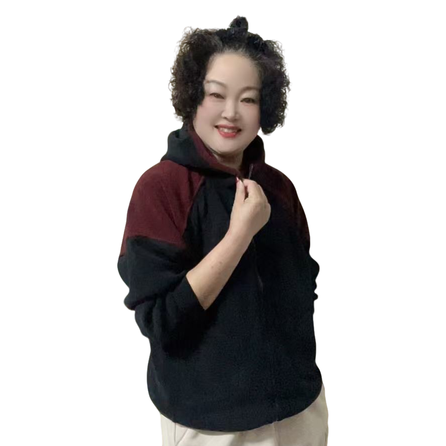 25832拼接连帽双面绒时尚休闲女士卫衣-653保暖秋冬运动女款冬季