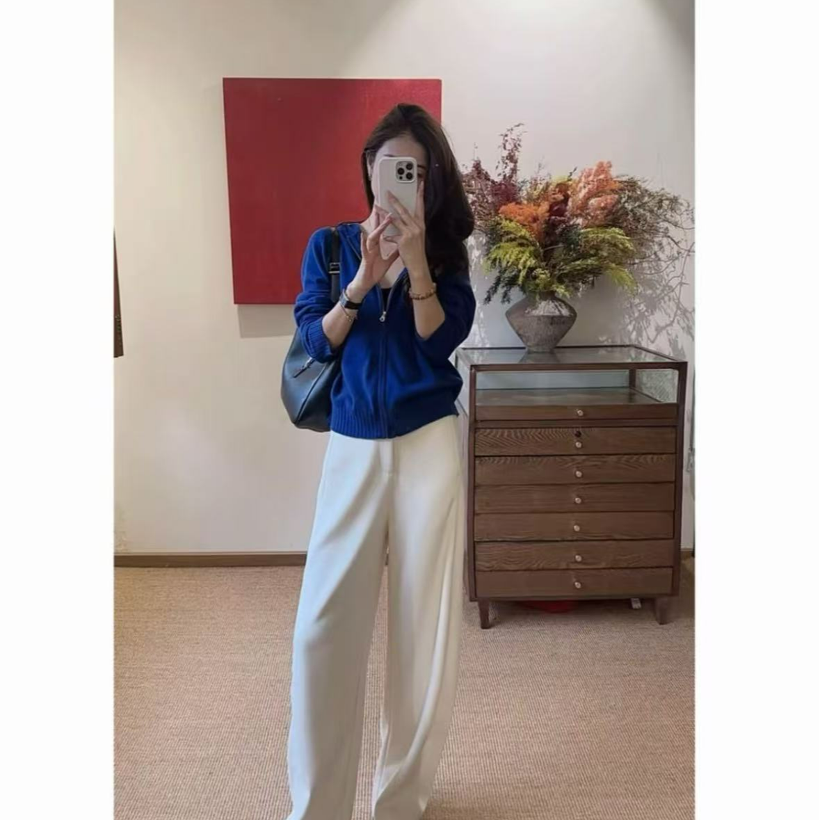 GIRDEAR/哥弟秋冬加绒宽松慵懒高腰百搭直筒时尚休闲裤110031