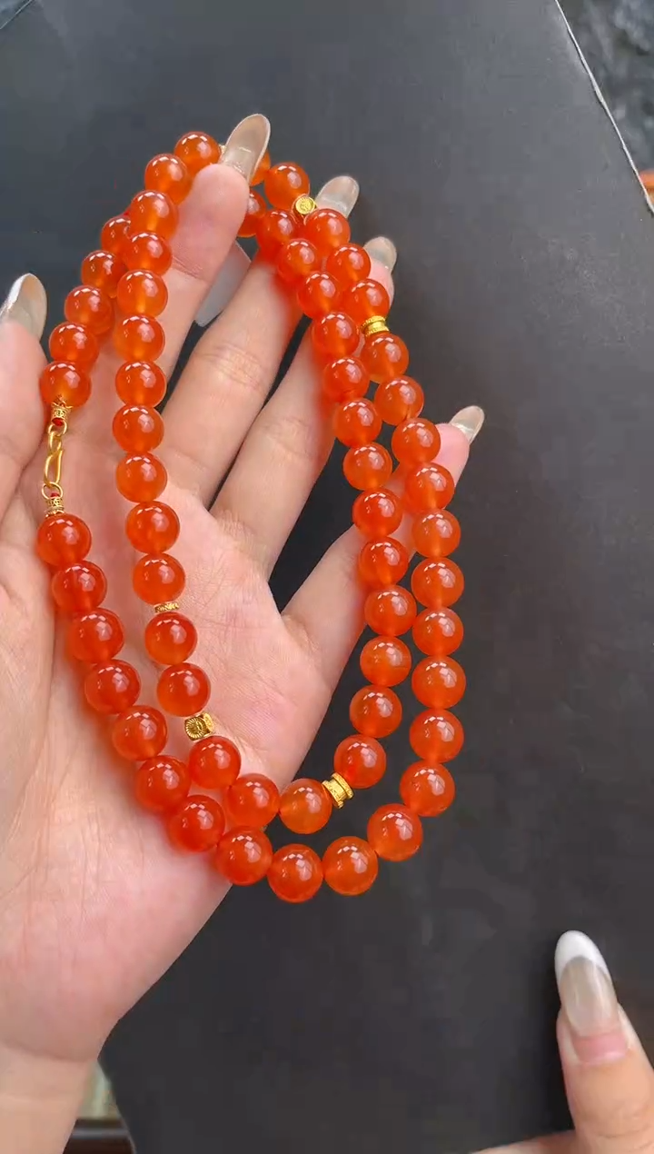 【闪购商品】南红玛瑙项链18K金镶嵌冰红项链