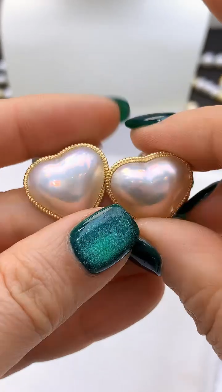 【闪购商品】拼合珍珠（马贝珠）耳饰18K金镶嵌120