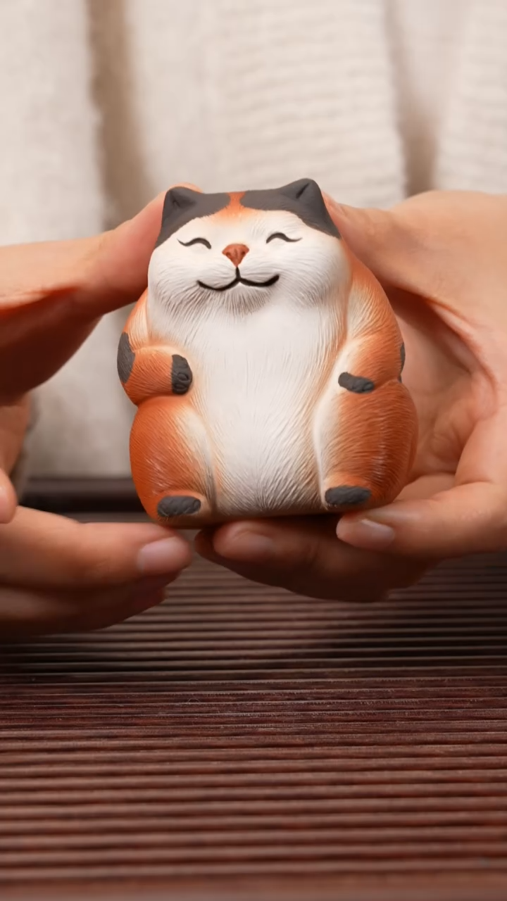 【闪购商品】紫砂茶宠小猫香叉