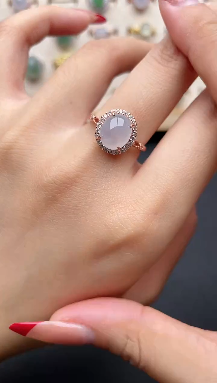 【闪购商品】翡翠戒指银S925镶嵌一物一证一礼盒