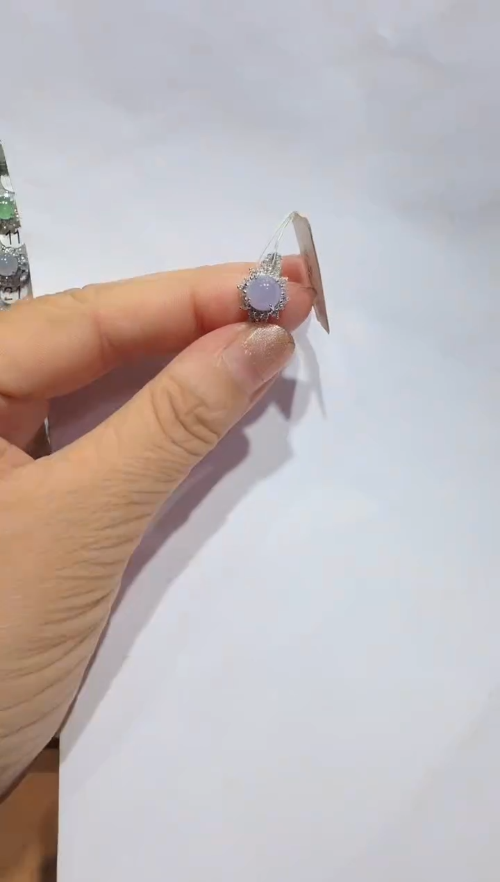 银S925镶嵌戒指翡翠925银镶翡翠戒指镶嵌108