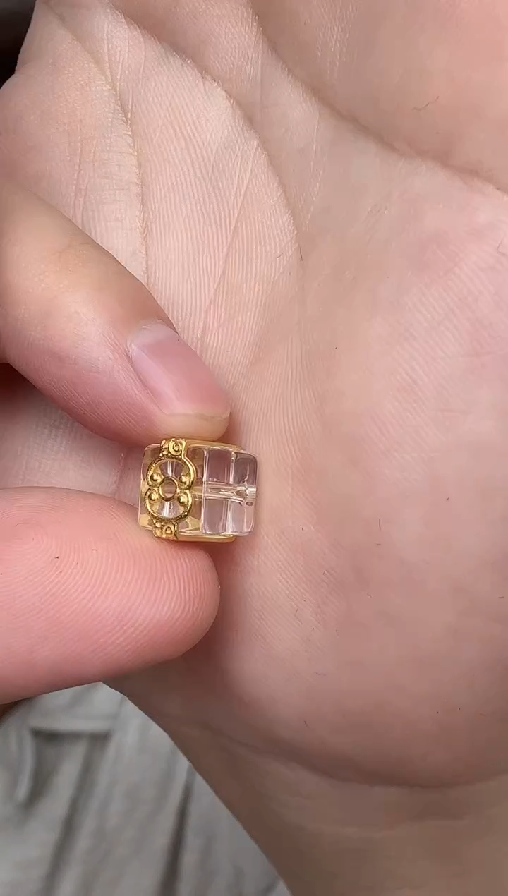 银S925镶嵌吊坠(不含链)水晶白水晶方块镶嵌单珠