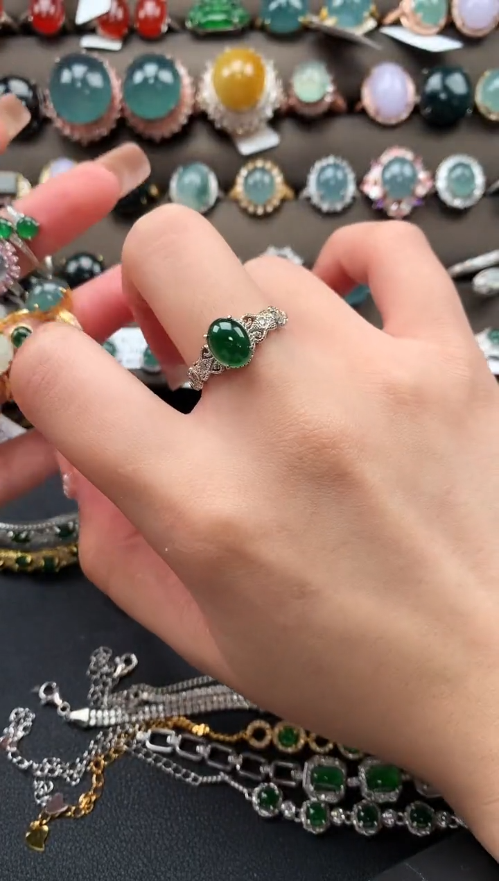 【闪购商品】翡翠戒指银S925镶嵌5124214