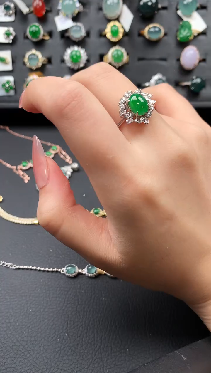 【闪购商品】翡翠戒指银S925镶嵌52141