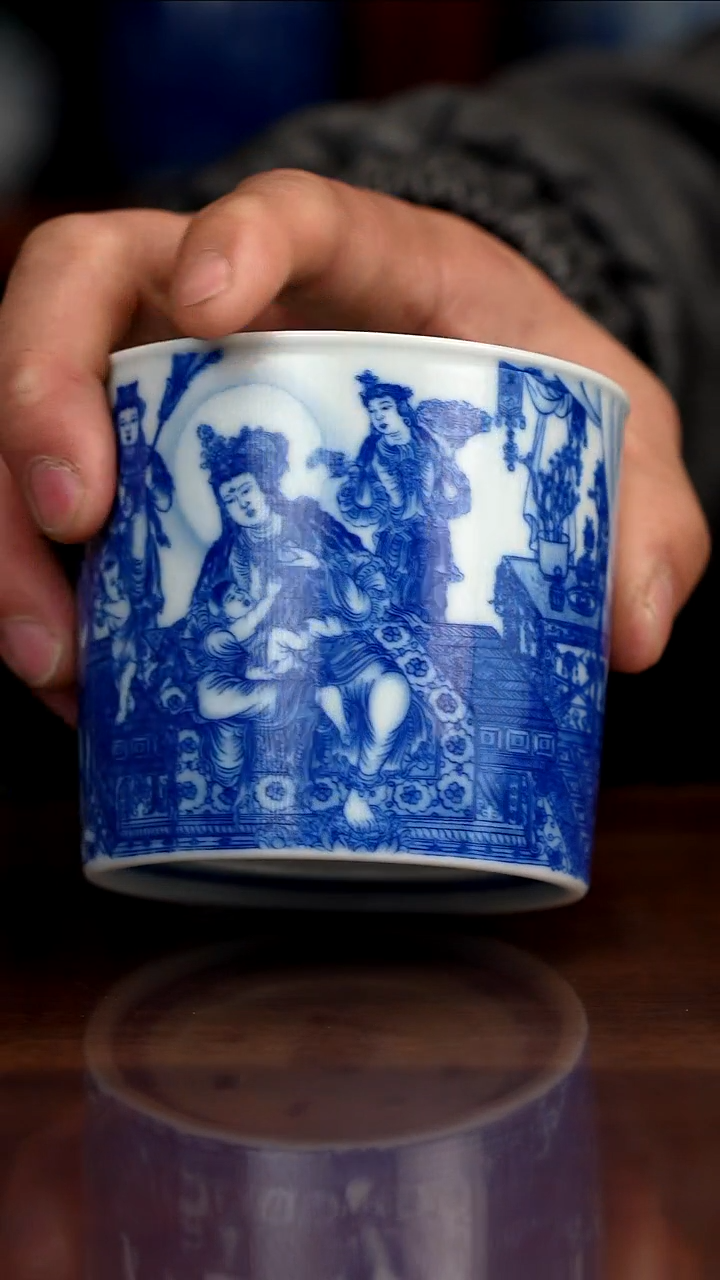 晓竹窑青花姨母育佛图