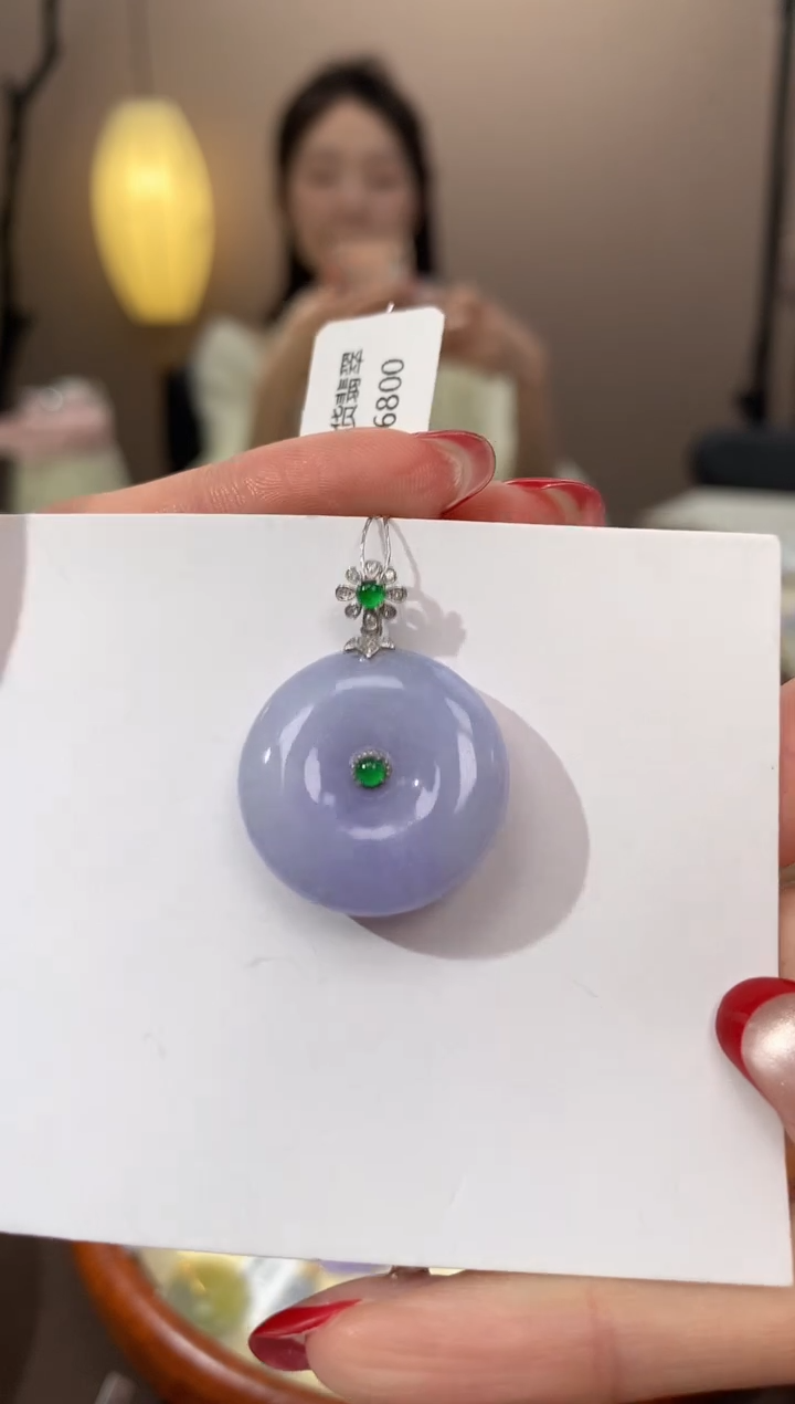 【闪购商品】翡翠颈饰18K金镶嵌天然缅甸a货翡翠