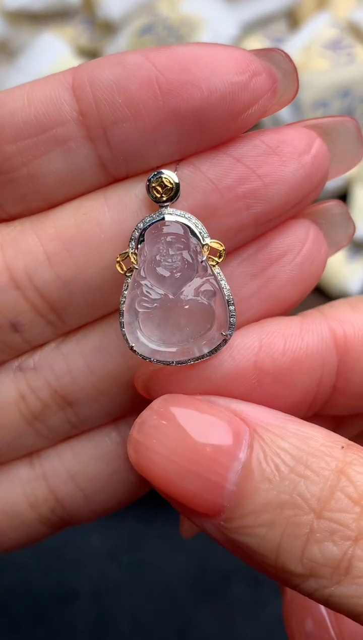 18K金镶嵌挂件翡翠 一