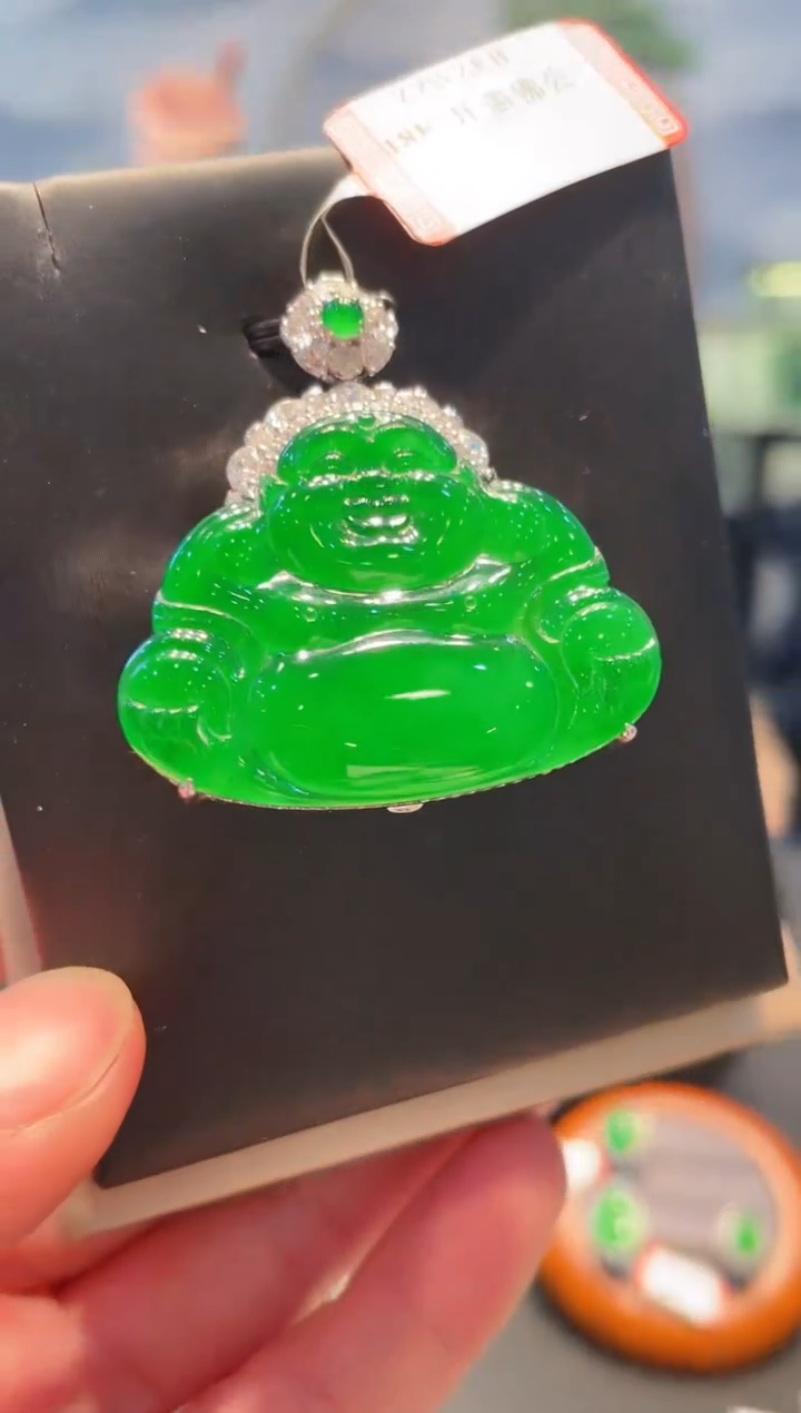 【闪购商品】翡翠颈饰18K金镶嵌A66天然A货翡翠